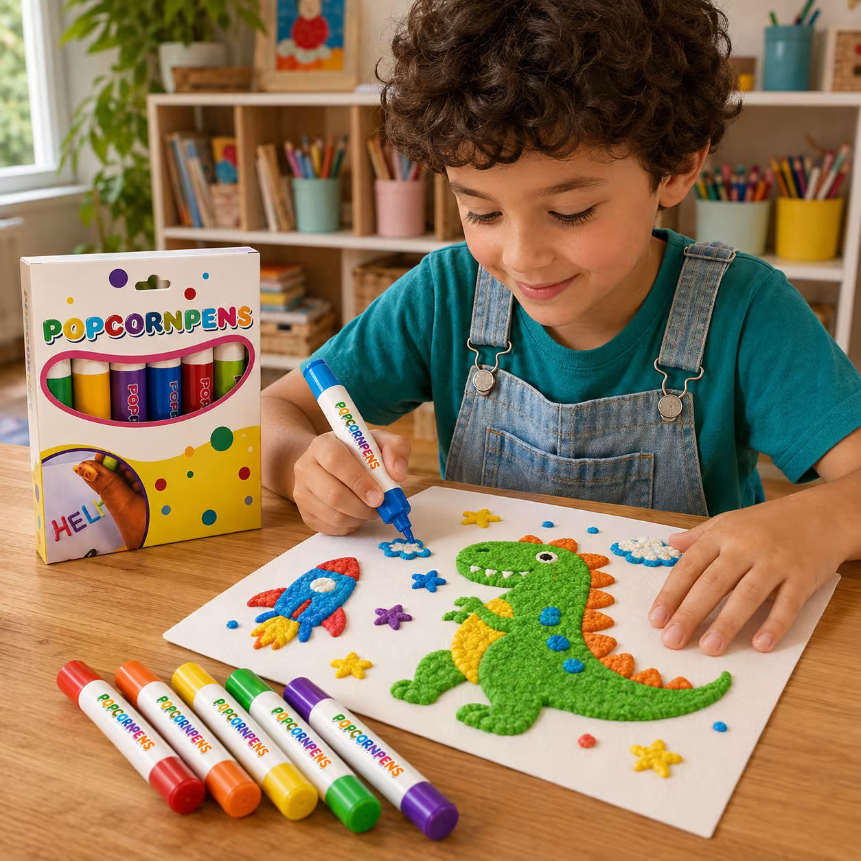Markere 3D cu vopsea expandabila, 6 culori, pentru copii