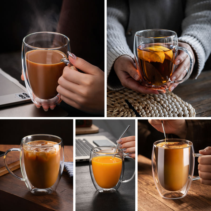 Pahare cu perete dublu din sticlă borosilicată 250 ml