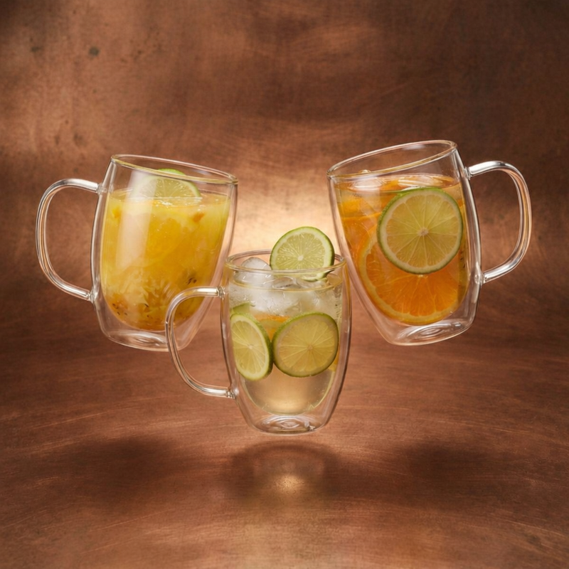 Pahare cu perete dublu din sticlă borosilicată 250 ml