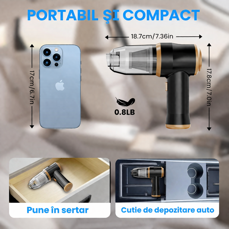 Aspirator portabil pentru mașină, birou și casă
