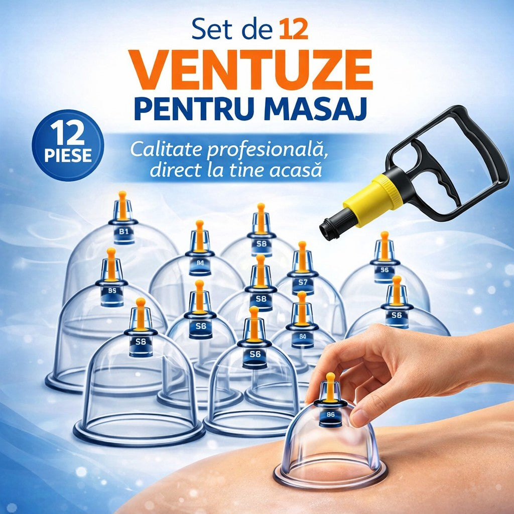 Set de 12 ventuze pentru masaj