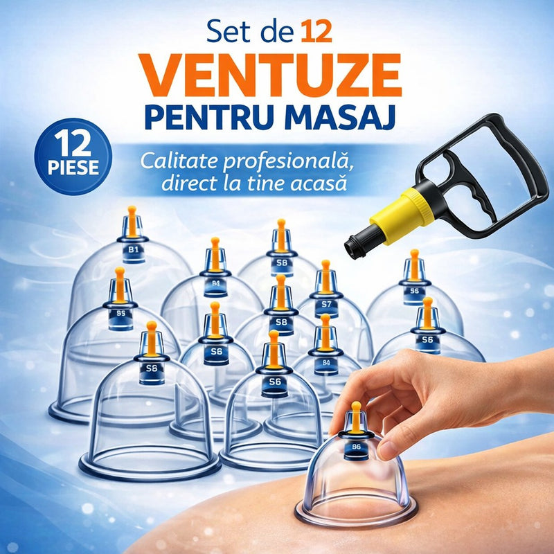 Set de 12 ventuze pentru masaj