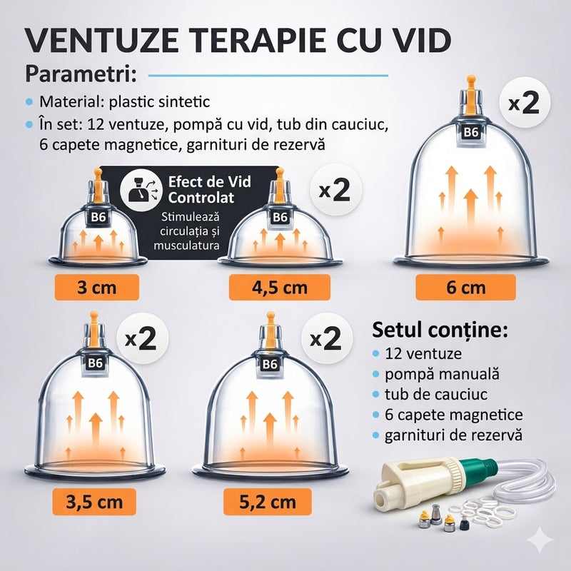 Set de 12 ventuze pentru masaj